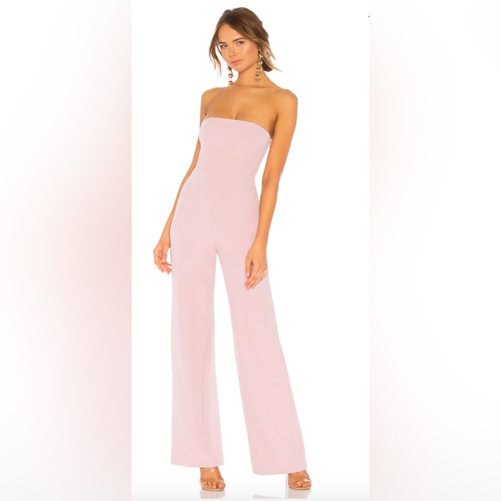Strapless Wide-Leg Jumpsuit in Dusty Pink